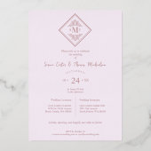 Invitation En Aluminium Pink Sophisticate Flourish Chic Rose Gold Initiale (Verso)