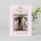 Invitation En Aluminium Pink Sophisticate Flourish Chic Rose Gold Initiale (Debout devant)