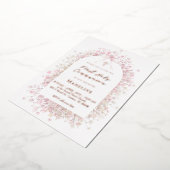 Invitation En Aluminium pink white flowers First Communion (Rotation)