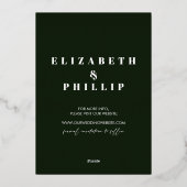 Invitation En Aluminium Pins Arbres Noël Hiver Vert Économisez La Date (Verso)