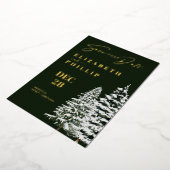 Invitation En Aluminium Pins Arbres Noël Hiver Vert Économisez La Date (Rotation)