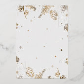 Invitation En Aluminium Pins de Noël blanc et or Botanique (Verso)