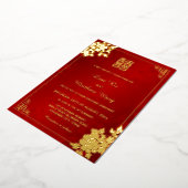 Invitation En Aluminium Pivoine rouge scintillante or | Mariage chinois (Rotation)