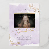 Invitation En Aluminium PixDezines Delicate Rose Gold Foliage Graduation F (Verso)