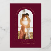 Invitation En Aluminium PixDezines DIY couleur arche bordeaux Save The Dat (Recto)