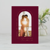 Invitation En Aluminium PixDezines DIY couleur arche bordeaux Save The Dat (Debout devant)