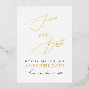 Invitation En Aluminium PixDezines Économisez notre Date Luxe Calligraphie