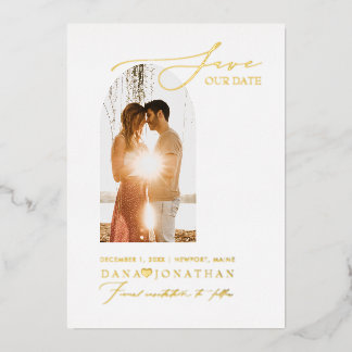 Invitation En Aluminium PixDezines Économisez notre Date Luxe Calligraphie
