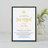 Invitation En Aluminium PixDezines Gold ModernScript Mitzvah Arrière-plan  (Debout devant)