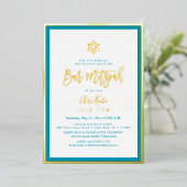 Invitation En Aluminium PixDezines Gold ModernScript Mitzvah DIYBackground (Debout devant)