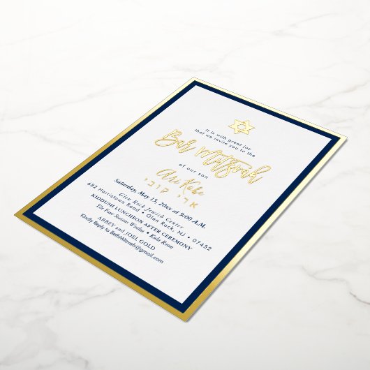 Invitation En Aluminium PixDezines Gold ModernScript Mitzvah DIYBackground (Rotation)