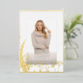 Invitation En Aluminium PixDezines Graduation Herbaceous Real Gold (Debout devant)