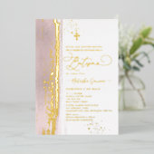 Invitation En Aluminium PixDezines H2 Dusty Rose Batismo Real Gold Foil (Debout devant)