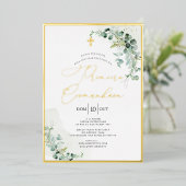 Invitation En Aluminium PixDezines H2 Rustique Eucalyptus Primeira Comunhã (Debout devant)