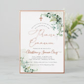 Invitation En Aluminium PixDezines H2 Rustique Eucalyptus Primera Communio (Debout devant)