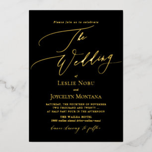 Invitation En Aluminium PixDezines Luxe Calligraphie Minimaliste Réel 