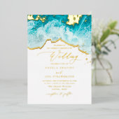 Invitation En Aluminium PixDezines Marine Waves Shoreline Beach Wedding (Debout devant)