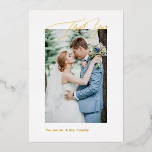 Invitation En Aluminium PixDezines Merci Mariage de script Gold Luxe