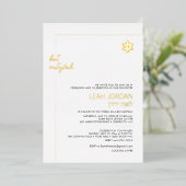 Invitation En Aluminium PixDezines Modern Minimalist Gold Bat Mitzvah (Debout devant)