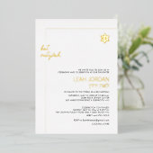 Invitation En Aluminium PixDezines Modern Minimum Gold Bat Mitzvah (Debout devant)