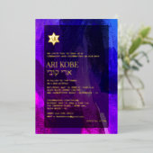 Invitation En Aluminium PixDezines Moderne Abstrait Aquarelle Bar Mitzvah (Debout devant)