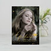 Invitation En Aluminium PixDezines Real Gold Foil Calligraphie Graduation (Debout devant)