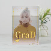 Invitation En Aluminium PixDezines Real Gold Foil Graduation (Debout devant)