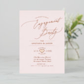 Invitation En Aluminium PixDezines Rose Gold Luxe Calligraphie Fiançailles (Debout devant)