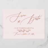 Invitation En Aluminium PixDezines Rose Gold Luxe Script Enregistrer la da (Recto)