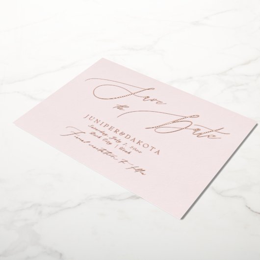 Invitation En Aluminium PixDezines Rose Gold Luxe Script Enregistrer la da (Rotation)
