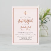 Invitation En Aluminium PixDezines Rose Gold Modern Script Bat mitzvah (Debout devant)