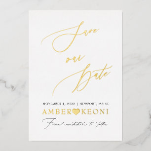 Invitation En Aluminium PixDezines Sauvegarder la date Calligraphie Luxe