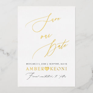 Invitation En Aluminium PixDezines Sauvegarder notre date Luxe Calligraphi