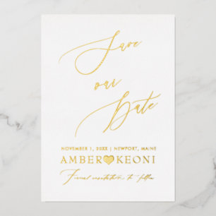 Invitation En Aluminium PixDezines Sauvegarder notre date Luxe Calligraphi