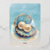 Invitation En Aluminium Plage Mariage Pearls Shell Elégant thème Océan (Verso)