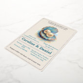 Invitation En Aluminium Plage Mariage Pearls Shell Elégant thème Océan (Rotation)