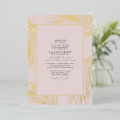 Invitation En Aluminium Plage moderne Côte et RSVP QR Code Mariage Or (Debout devant)