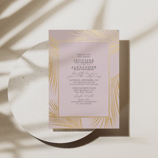 Invitation En Aluminium Plage moderne Côte et RSVP QR Code Mariage Or
