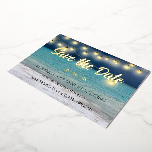 Invitation En Aluminium Plage Océan thème Enregistrer la date (Rotation)