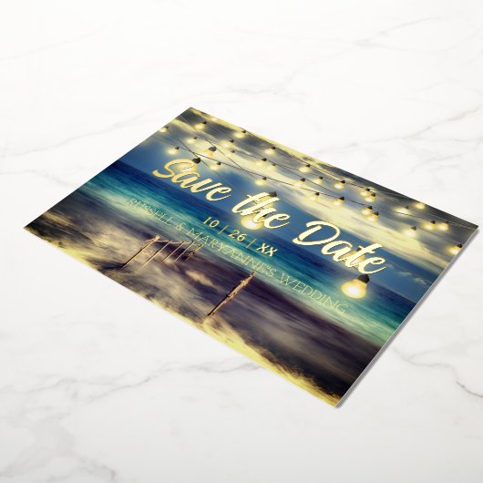 Invitation En Aluminium Plage Océan thème Enregistrer la date (Rotation)