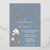 Invitation En Aluminium Plage Palm Trees Dusty Bleu Mariage tropical (Recto)