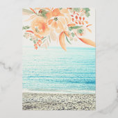 Invitation En Aluminium Plage photo aquarelle fleurie boho nuptiale (Verso)