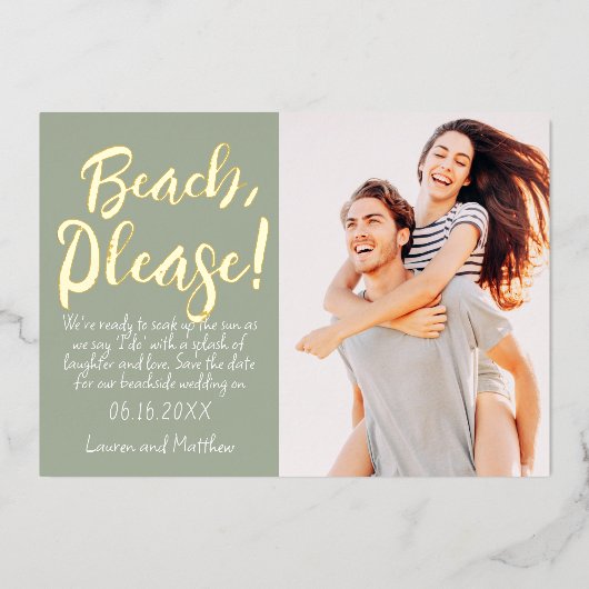 Invitation En Aluminium Plage, s'il vous plaît ! Moderne Simple Drôle Enre (Recto)