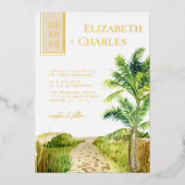 Invitation En Aluminium Plage tropicale Destination Mariage Foil Invitatio (Recto)