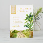 Invitation En Aluminium Plage tropicale Destination Mariage Foil Invitatio (Debout devant)