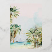 Invitation En Aluminium Plage tropicale | Merci de table Mariage Monogramm (Verso)