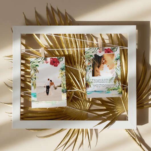 Invitation En Aluminium Plage tropicale | Merci photo Mariage