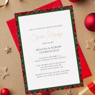Invitation En Aluminium Plaid Christmas Party Stewart Tartan Rose Gold