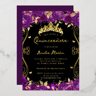 Invitation En Aluminium Plate-forme florale de l'or pourpre