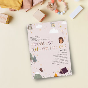 Invitation En Aluminium Plus Grande Aventure Fille Rose Baby Shower Or Ros